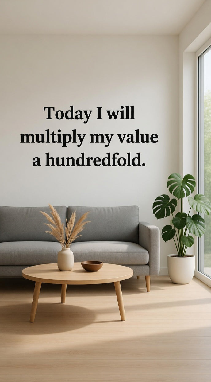 “Today I Will Multiply My Value a Hundredfold” Wall Decal